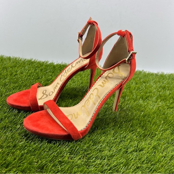 Sam Edelman Ariella Red Suede High Heels Ankle Strap Open Toe Women’s US 6M - Picture 3 of 9